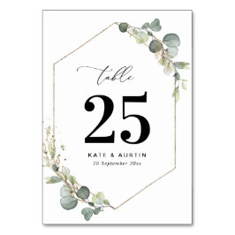 Watercolor eucalyptus script bröllop bordsnummer