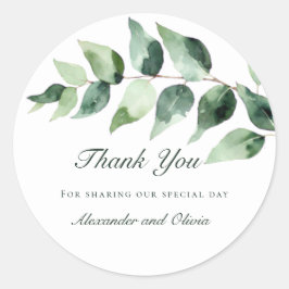 Watercolor Eucalyptus Wedding Favor | White Runt Klistermärke