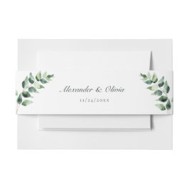 Watercolor Eucalyptus Wedding | White Band För Inbjudningskort