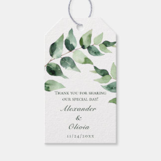 Watercolor Eucalyptus Wedding | White Presentetikett