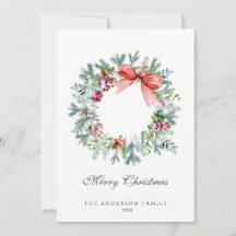 Watercolor Evergreen och Holly Berries Wandeans
