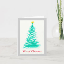 Watercolor Evergreen Träd Art Julgran Helgkort