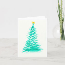 Watercolor Evergreen Träd Art Julgran Helgkort