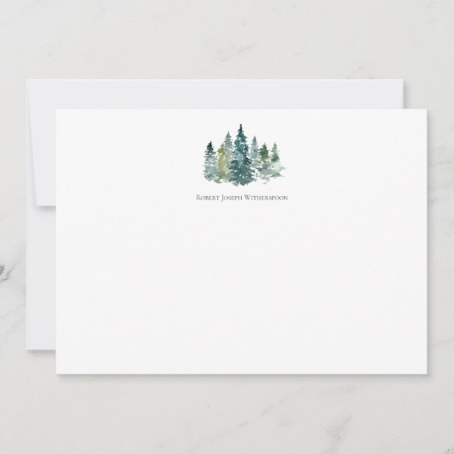 Watercolor Evergreens Personlig Note Card Tack Kort (Framsida)