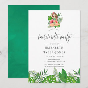 Watercolor Exotic Aloha Luau Bachelorette Party Inbjudningar