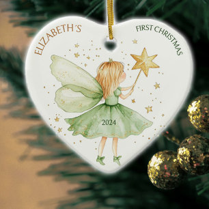 Watercolor Fairy Anpassningsbar Girl Första jul Julgransprydnad Keramik