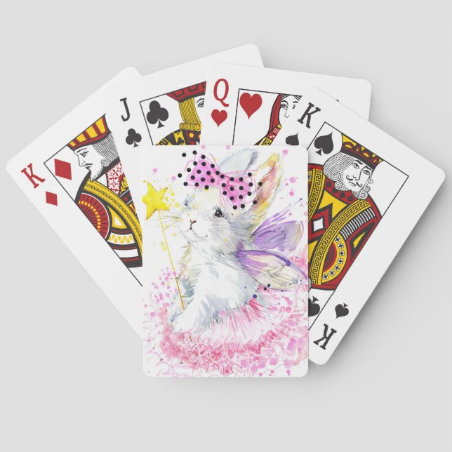 Watercolor Fairy Bunny Casinokort (Baksidan)