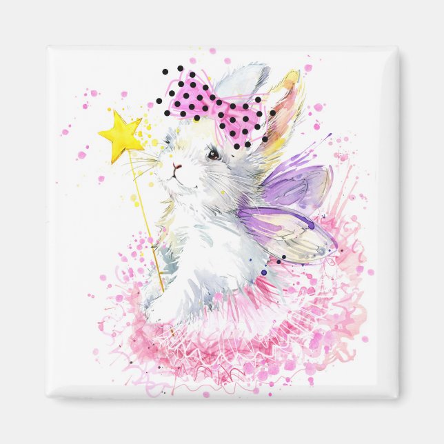 Watercolor Fairy Bunny Magnet (Framsidan)
