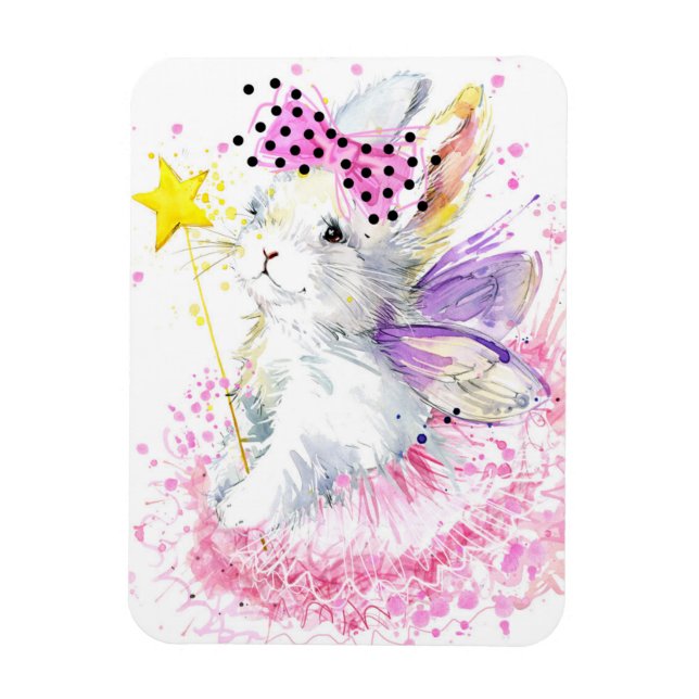 Watercolor Fairy Bunny Magnet (Vertikal)