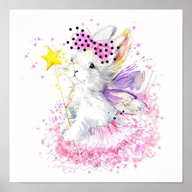 Watercolor Fairy Bunny Poster (Framsidan)