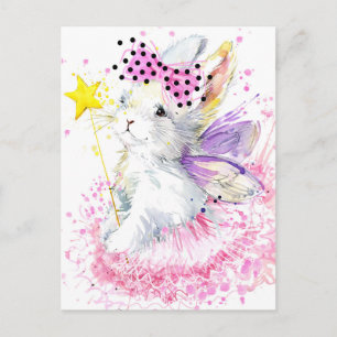 Watercolor Fairy Bunny Vykort