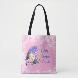 watercolor faith hope love tote bag tygkasse