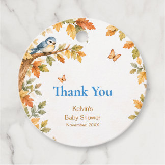 Watercolor Fall Autumn Baby Boy Shower Thank You Gåvor Etiketter