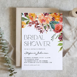 Watercolor Fall Blommigt Bouquet Möhippa Inbjudningar