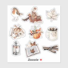 Watercolor Fall-flicka som läser skräppostpapper Klistermärken