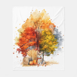 Watercolor Fall Hund design-Corgi Fleecefilt
