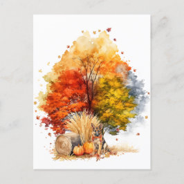 Watercolor Fall Hund design- German Shepherd Vykort