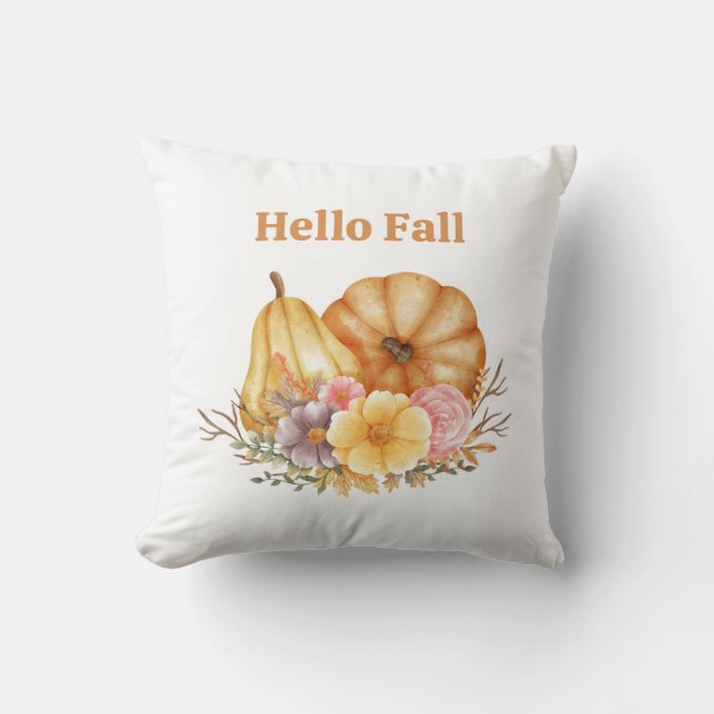 Watercolor Fall Pumpkins Farmhouse Boho Kudde (Framsida)