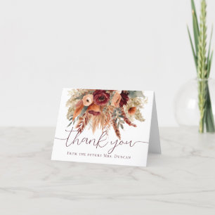 Watercolor Fall Terracotta Flowers Pampas Grass Tack Kort