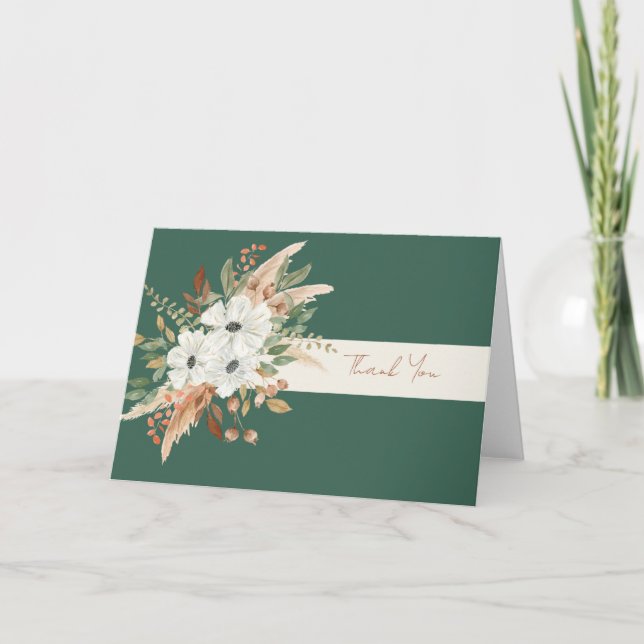 Watercolor Fall Winter Bouquet Tack Kort (Framsida)