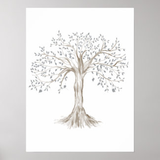 Watercolor Family Träd Clipart Poster