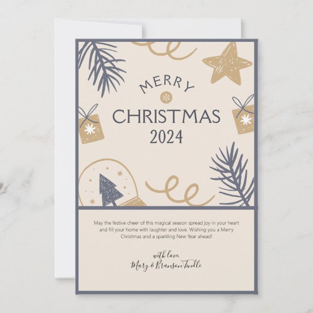 Watercolor Farmhouse "Merry Christmas 2024" Julkort (Framsida)