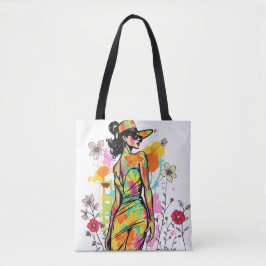 Watercolor Fashionista -Chic Summer Floral Pop Art Tygkasse