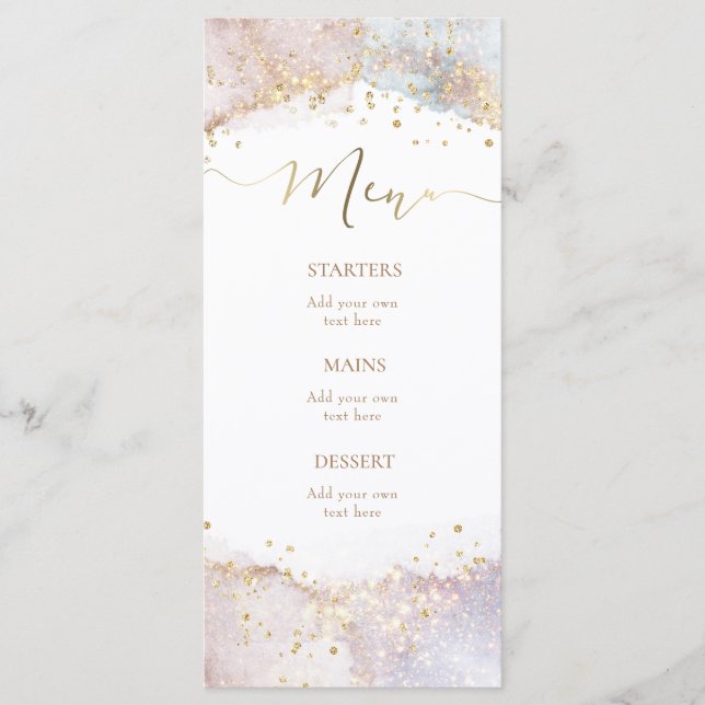 watercolor faux glitter Menu Meny (Framsida)