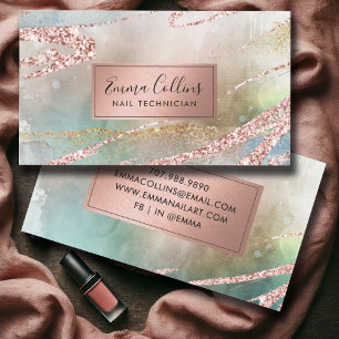 Watercolor Faux Ro Guld Foil Visitkort