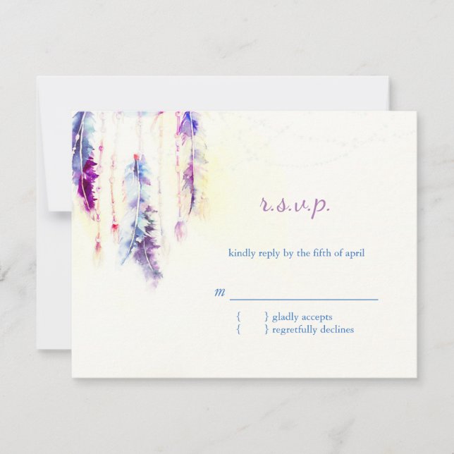 Watercolor Feathers Boho Bröllop OSA (Framsida)