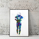 Watercolor Female Softball Player Poster<br><div class="desc">Watercolor-style illustration of a female softball player standing with hands on hips,  rendered in vibrant rainbow hues. The expressive use of color highlights determination and movement in women’s athletics.</div>