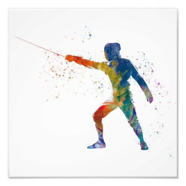 watercolor fencing fototryck (Framsidan)