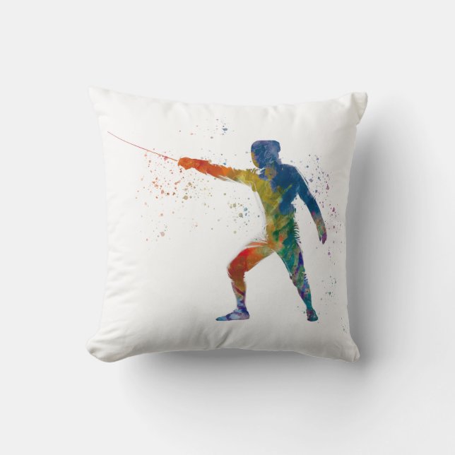 watercolor fencing kudde (Framsida)
