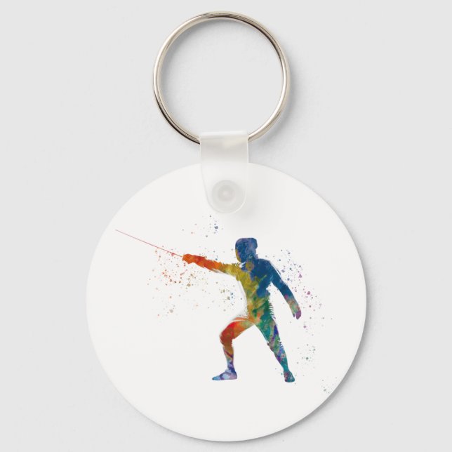 watercolor fencing nyckelring (Framsida)