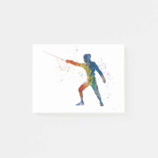 watercolor fencing post-it block (Framsida)