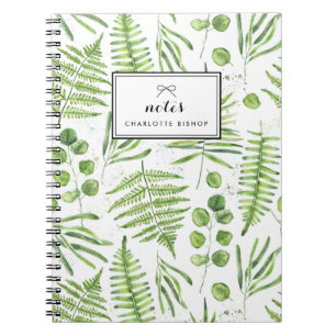 Watercolor Ferns och Eucalyptus Mönster Anteckningsbok