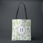 Watercolor Ferns och Eucalyptus Mönster Monogram Tygkasse<br><div class="desc">Monogram till påsen med vattenfärgade illustrationer av grönt ferms och eukalyptus mönster. Anpassa genom att lägga till initialerna. Den här gröna påsen är perfekt för som personlig. Matchande objekt är tillgängliga.</div>