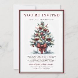 Watercolor Festive Christmas Tree Holiday Party  Inbjudningar