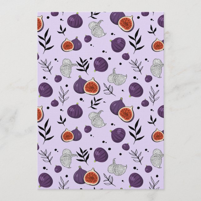 Watercolor Figs And Leaves Seamless Pattern Inbjudningar (Framsida)
