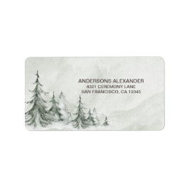 Watercolor Fir Träd Winter, jul Party Adressetikett