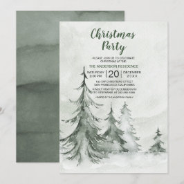 Watercolor Fir Träd Winter, jul Party Inbjudningar