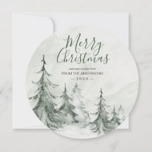 Watercolor Fir Träd Winter, jul Party