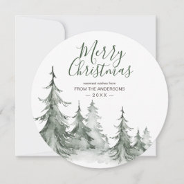 Watercolor Fir Träd Winter, jul Party Julkort
