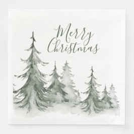 Watercolor Fir Träd Winter, jul Party Pappersservett