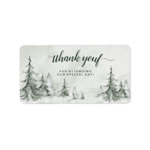 Watercolor Fir Träd Winter Wedding Adressetikett