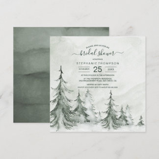 Watercolor Fir Träd Winter Wedding Inbjudningar