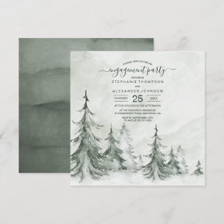 Watercolor Fir Träd Winter Wedding Inbjudningar