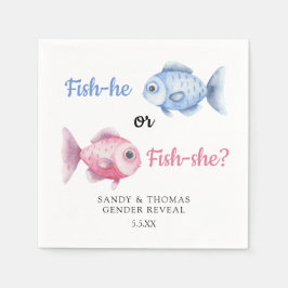 Watercolor Fishing Gender Reveal Pappersservett
