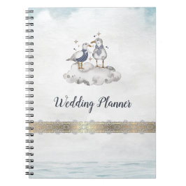 Watercolor Fiskmåsar Beach Anteckningsbok