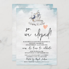 Watercolor Fiskmåsar Beach Wedding Elopement Inbjudningar